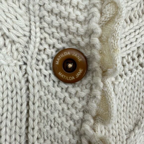 Matilda Jane Large Miso Button Cardigan Sweater Vintage Cottage Fairy Tan Rare - Picture 4 of 12